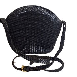 Vintage Lagenlook Genuine Leather Weaved Black Crossbody